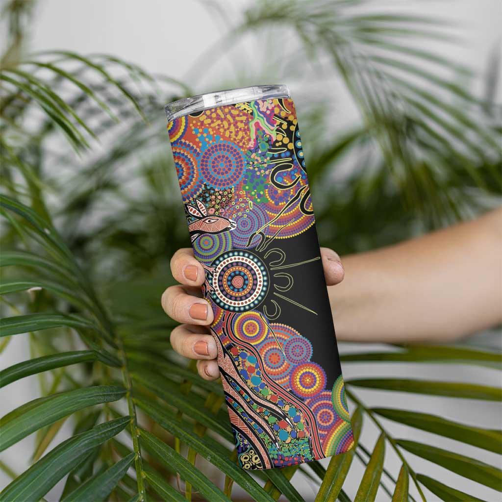 Indigenous Kangaroo Australia Aboriginal Style Skinny Tumbler