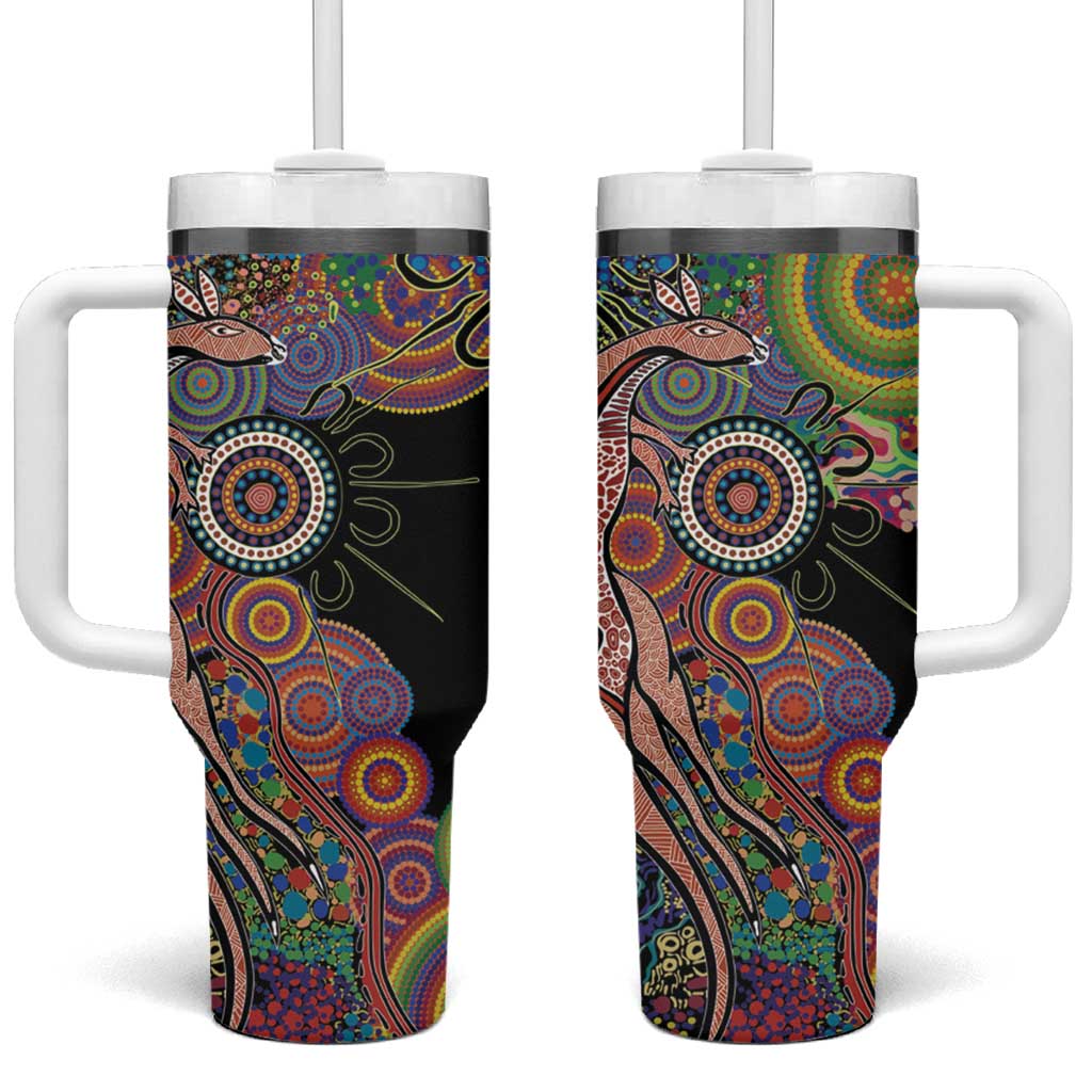 Indigenous Kangaroo Australia Aboriginal Style Tumbler With Handle