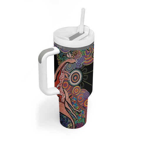 Indigenous Kangaroo Australia Aboriginal Style Tumbler With Handle