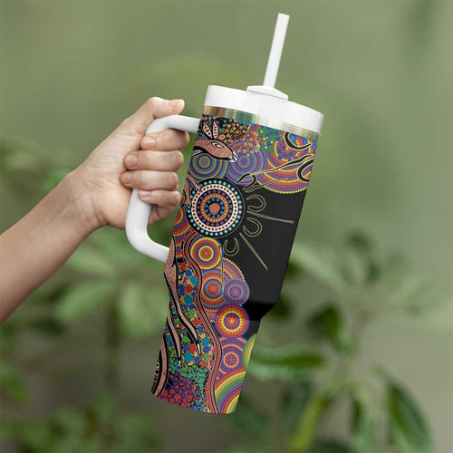 Indigenous Kangaroo Australia Aboriginal Style Tumbler With Handle