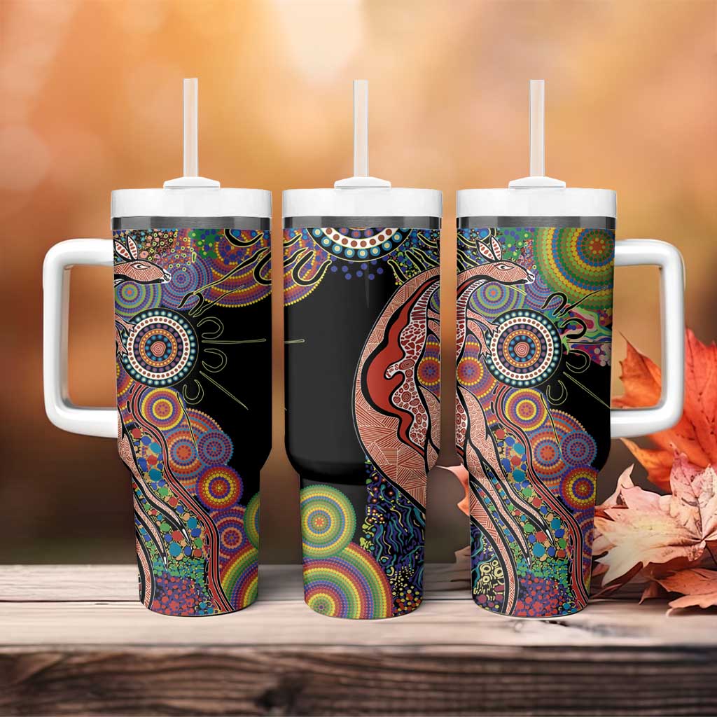Indigenous Kangaroo Australia Aboriginal Style Tumbler With Handle