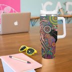 Indigenous Kangaroo Australia Aboriginal Style Tumbler With Handle