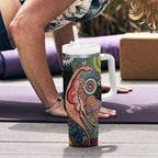 Indigenous Kangaroo Australia Aboriginal Style Tumbler With Handle