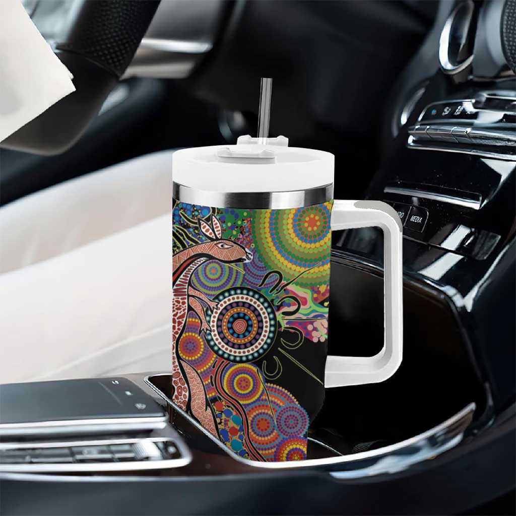 Indigenous Kangaroo Australia Aboriginal Style Tumbler With Handle