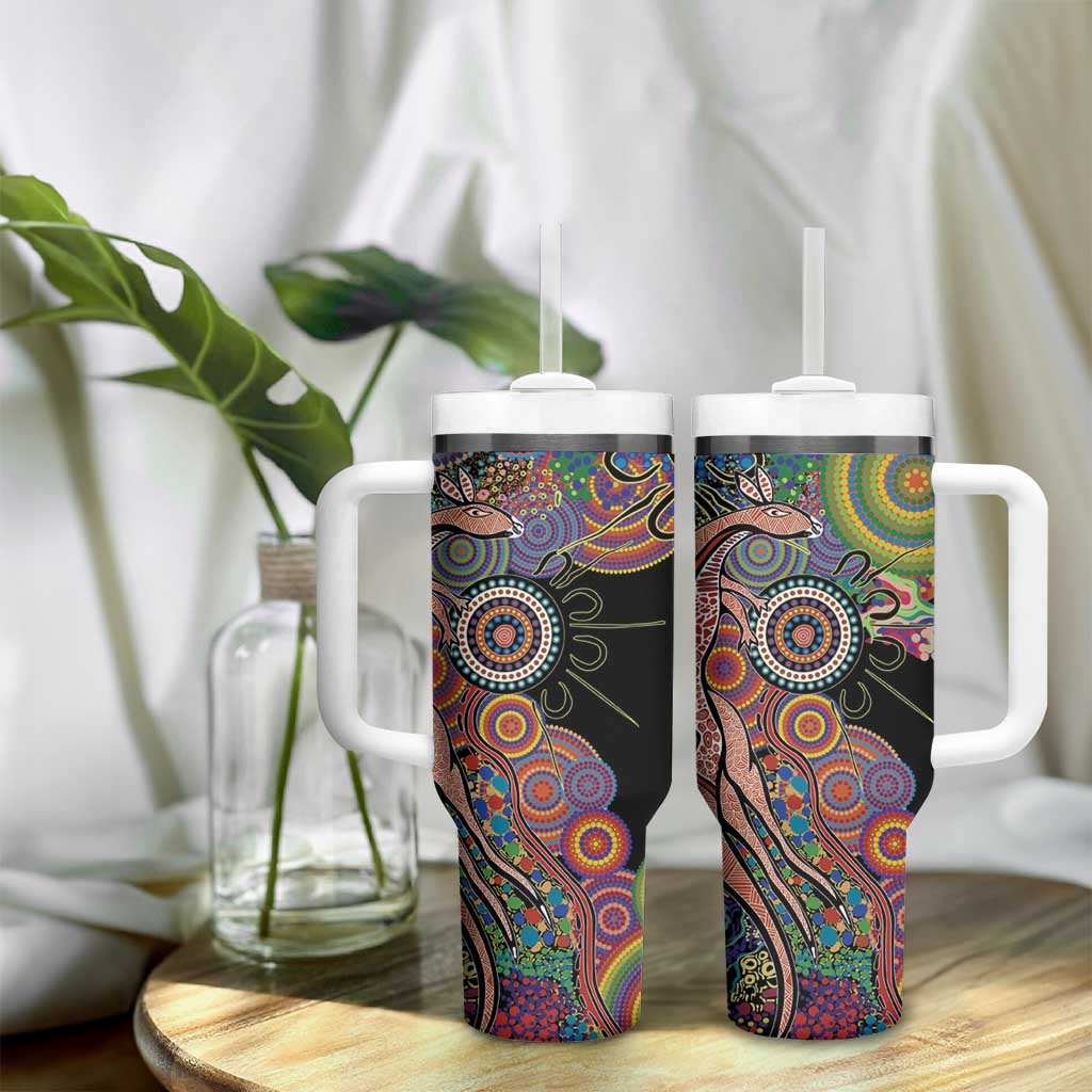 Indigenous Kangaroo Australia Aboriginal Style Tumbler With Handle
