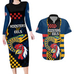 nrl-eels-combine-roosters-rugby-couples-matching-long-sleeve-bodycon-dress-and-hawaiian-shirt-sporty-style