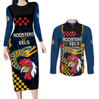 nrl-eels-combine-roosters-rugby-couples-matching-long-sleeve-bodycon-dress-and-long-sleeve-button-shirts-sporty-style