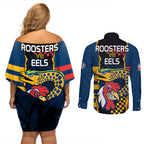 nrl-eels-combine-roosters-rugby-couples-matching-off-shoulder-short-dress-and-long-sleeve-button-shirts-sporty-style