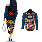 nrl-eels-combine-roosters-rugby-couples-matching-off-the-shoulder-long-sleeve-dress-and-long-sleeve-button-shirts-sporty-style
