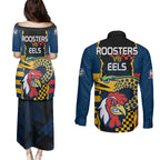 nrl-eels-combine-roosters-rugby-couples-matching-puletasi-dress-and-long-sleeve-button-shirts-sporty-style
