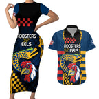 nrl-eels-combine-roosters-rugby-couples-matching-short-sleeve-bodycon-dress-and-hawaiian-shirt-sporty-style