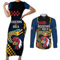 nrl-eels-combine-roosters-rugby-couples-matching-short-sleeve-bodycon-dress-and-long-sleeve-button-shirts-sporty-style