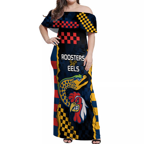 nrl-eels-combine-roosters-rugby-off-shoulder-maxi-dress-sporty-style