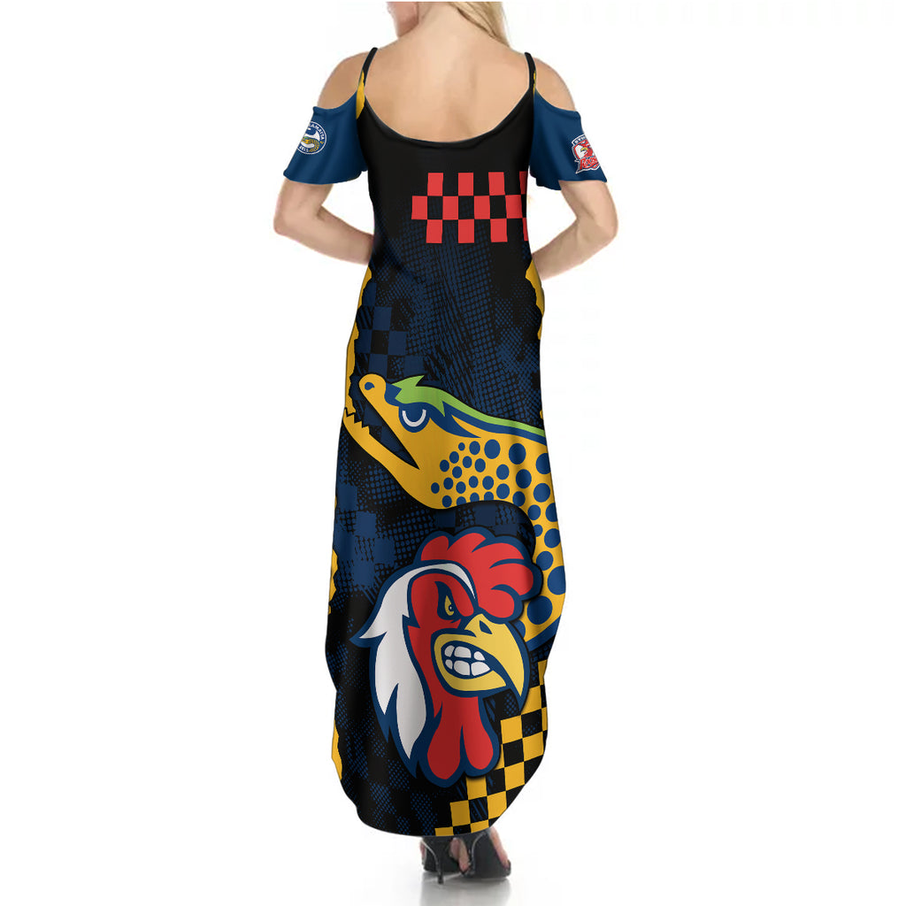 nrl-eels-combine-roosters-rugby-summer-maxi-dress-sporty-style
