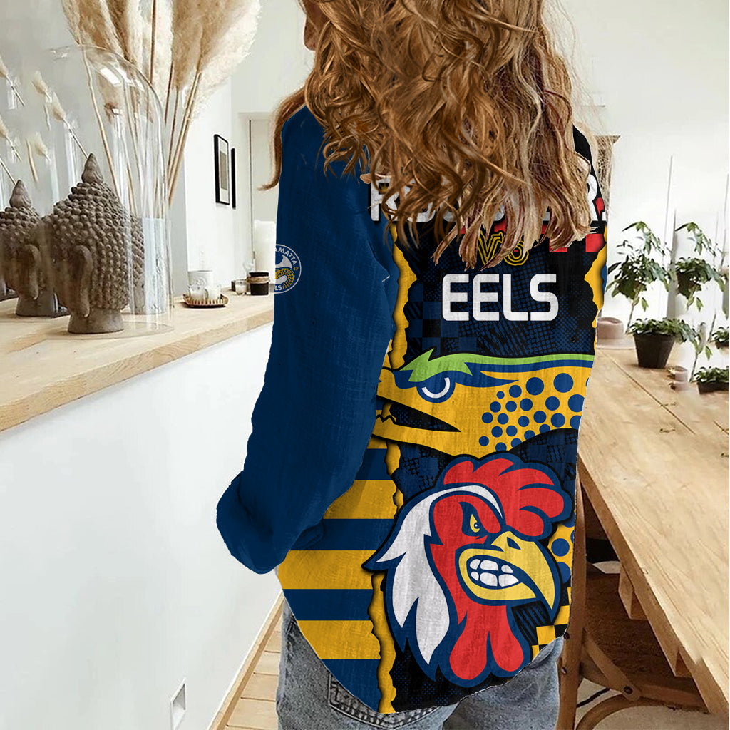 NRL Eels Combine Roosters Rugby Women Casual Shirt Sporty Style LT9