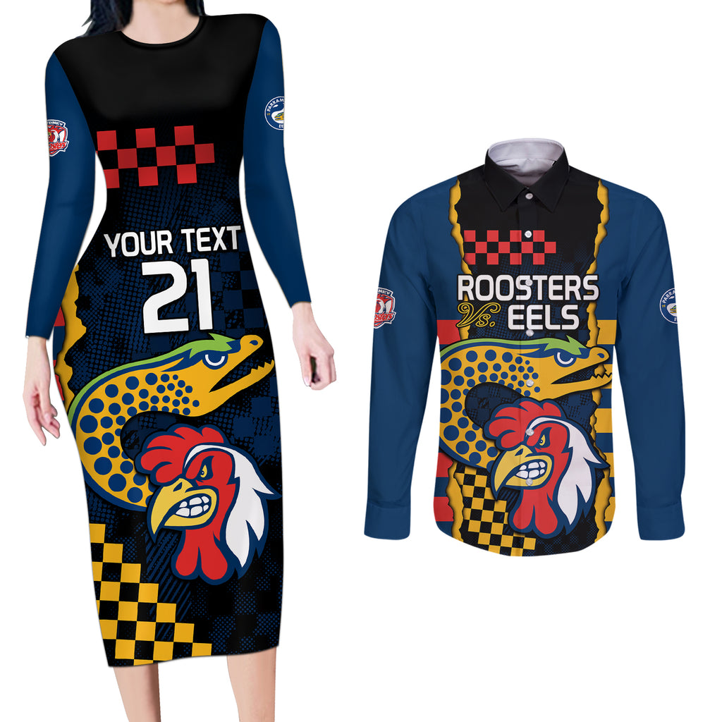 custom-nrl-eels-combine-roosters-rugby-couples-matching-long-sleeve-bodycon-dress-and-long-sleeve-button-shirts-sporty-style