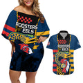 custom-nrl-eels-combine-roosters-rugby-couples-matching-off-shoulder-short-dress-and-hawaiian-shirt-sporty-style