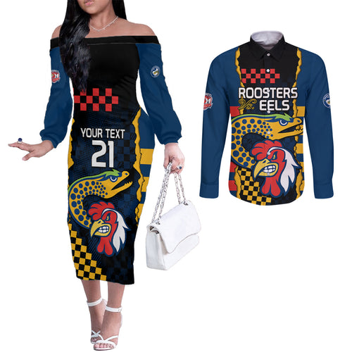 custom-nrl-eels-combine-roosters-rugby-couples-matching-off-the-shoulder-long-sleeve-dress-and-long-sleeve-button-shirts-sporty-style