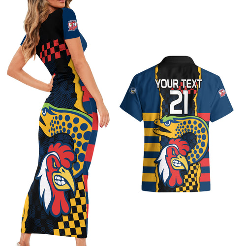 custom-nrl-eels-combine-roosters-rugby-couples-matching-short-sleeve-bodycon-dress-and-hawaiian-shirt-sporty-style