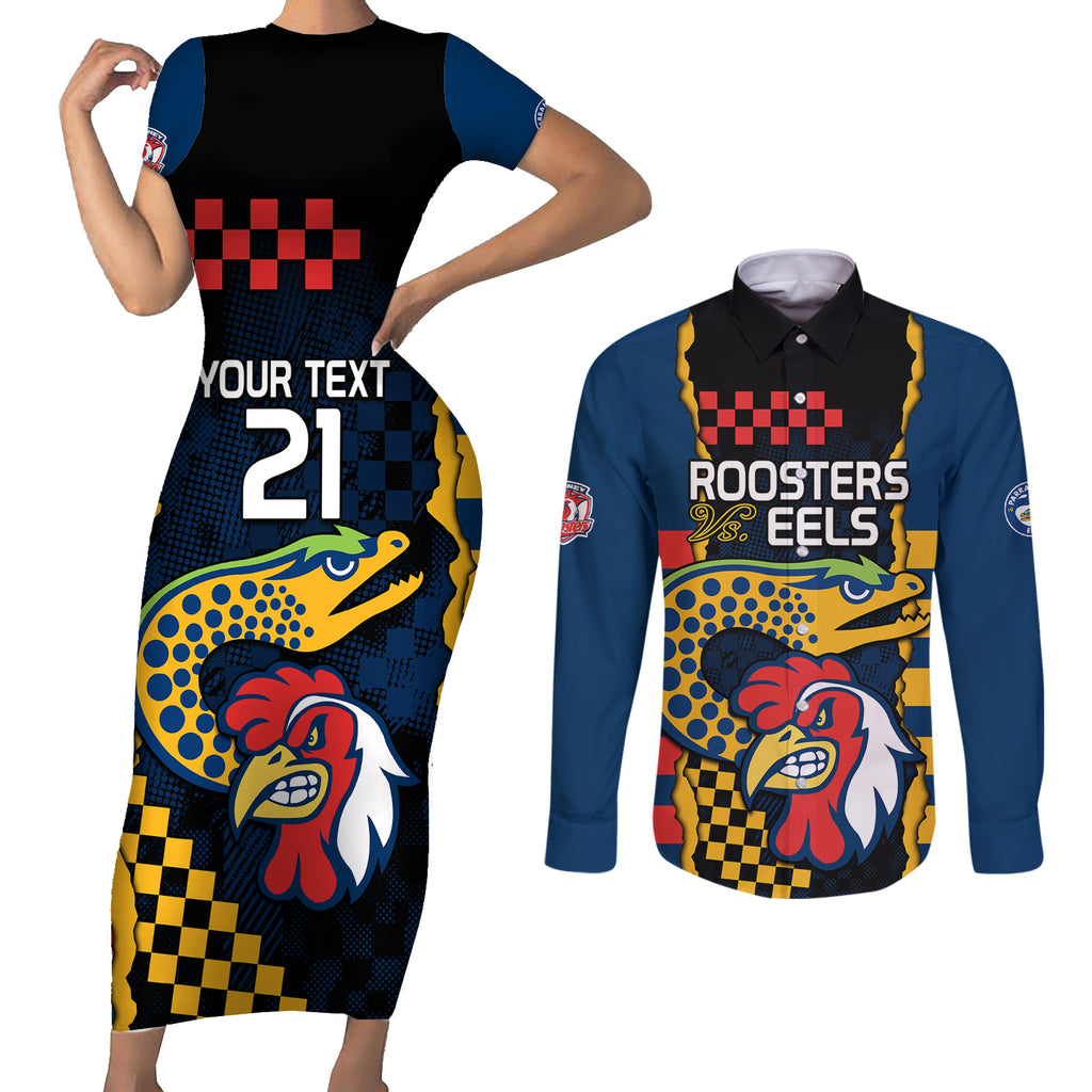 custom-nrl-eels-combine-roosters-rugby-couples-matching-short-sleeve-bodycon-dress-and-long-sleeve-button-shirts-sporty-style