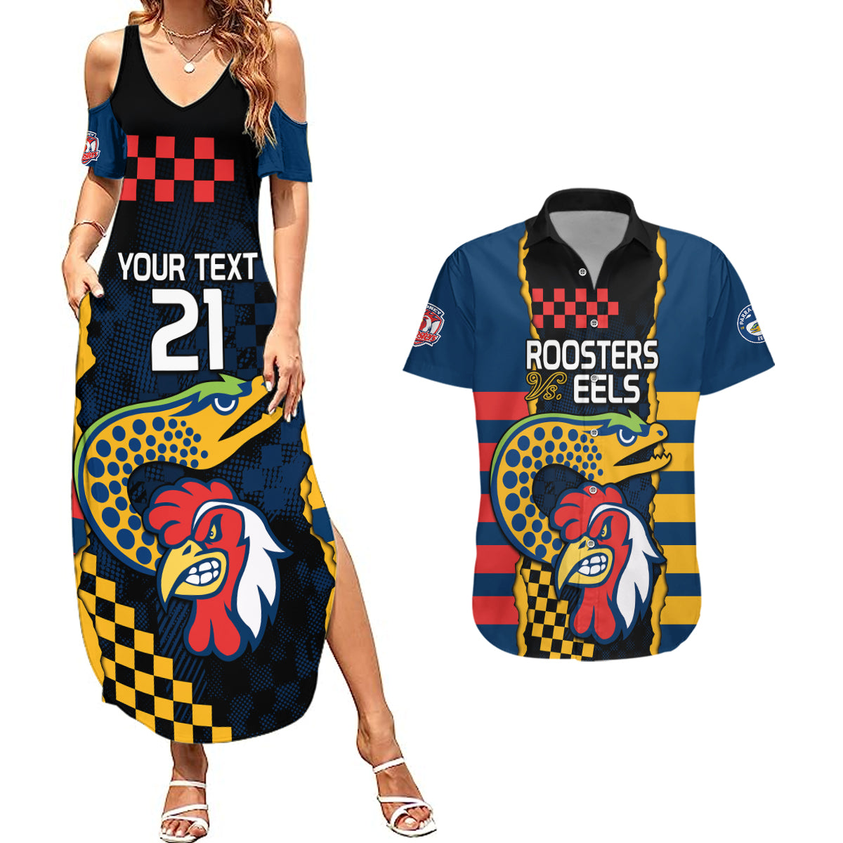 custom-nrl-eels-combine-roosters-rugby-couples-matching-summer-maxi-dress-and-hawaiian-shirt-sporty-style