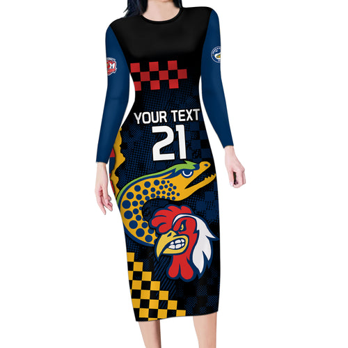 custom-nrl-eels-combine-roosters-rugby-long-sleeve-bodycon-dress-sporty-style