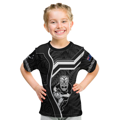 new-zealand-aotearoa-rugby-kid-t-shirt-black-fern-maori-tribal-sporty-style