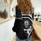 New Zealand Aotearoa Rugby Women Casual Shirt Black Fern Maori Tribal Sporty Style LT9