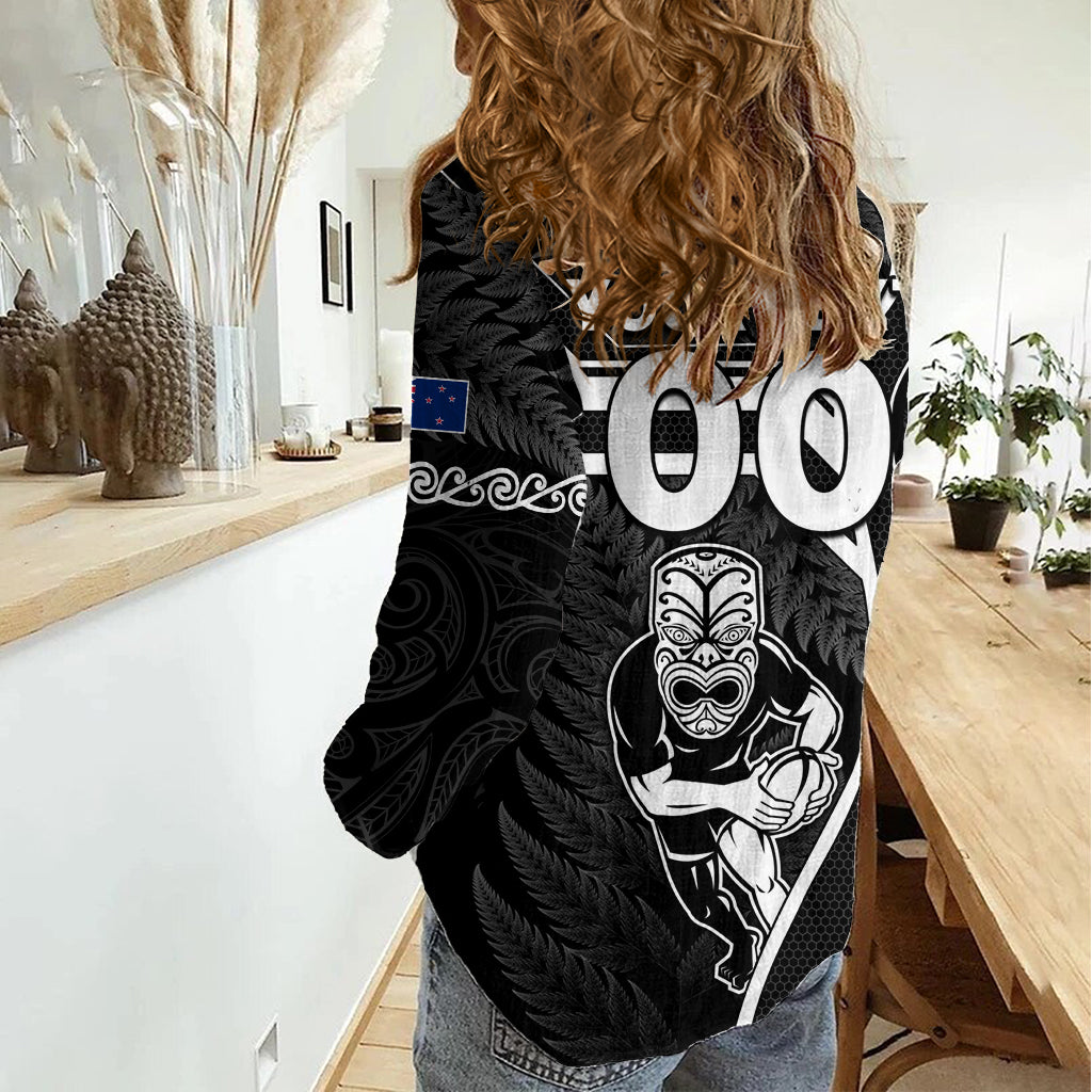 Custom New Zealand Aotearoa Rugby Women Casual Shirt Black Fern Maori Tribal Sporty Style LT9