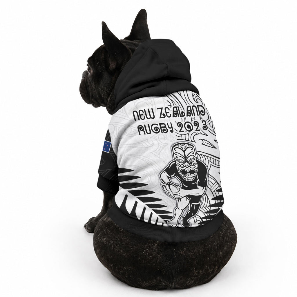 New Zealand Maori Rugby Pet Hoodie Proud Aoteroa Stylised Maori Koru