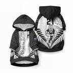 Custom New Zealand Maori Rugby Pet Hoodie Proud Aoteroa Stylised Maori Koru