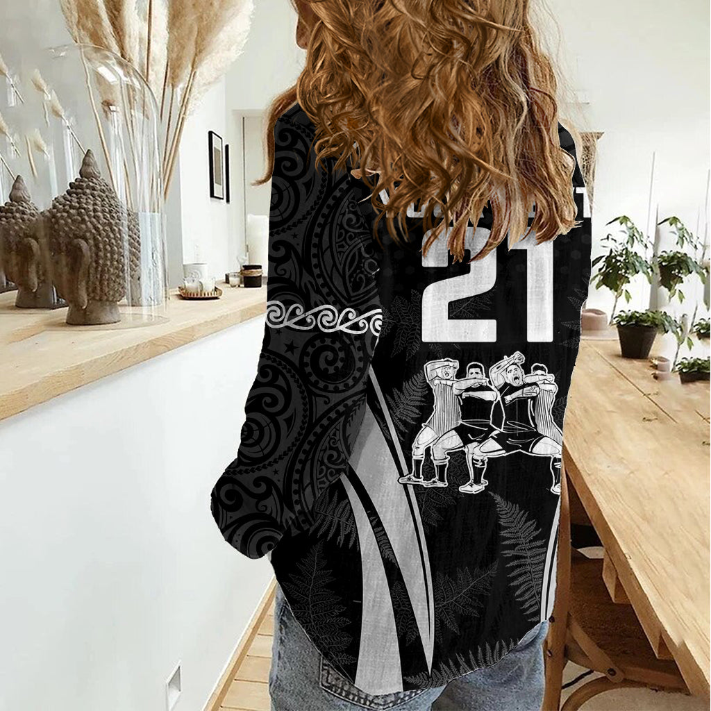 Custom New Zealand Aotearoa Rugby Women Casual Shirt Haka Dance Mixed Silver Fern Sporty Style LT9