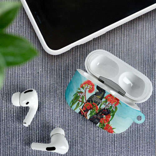 Australia Black Cockatoo and Eucalyptus AirPods Case Blue Spirit of Aussie Native Bird - Aussie Hoodie