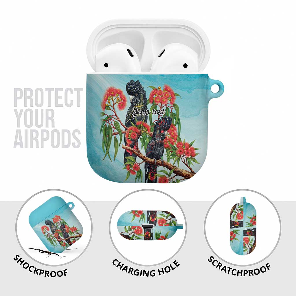 Australia Black Cockatoo and Eucalyptus AirPods Case Blue Spirit of Aussie Native Bird - Aussie Hoodie