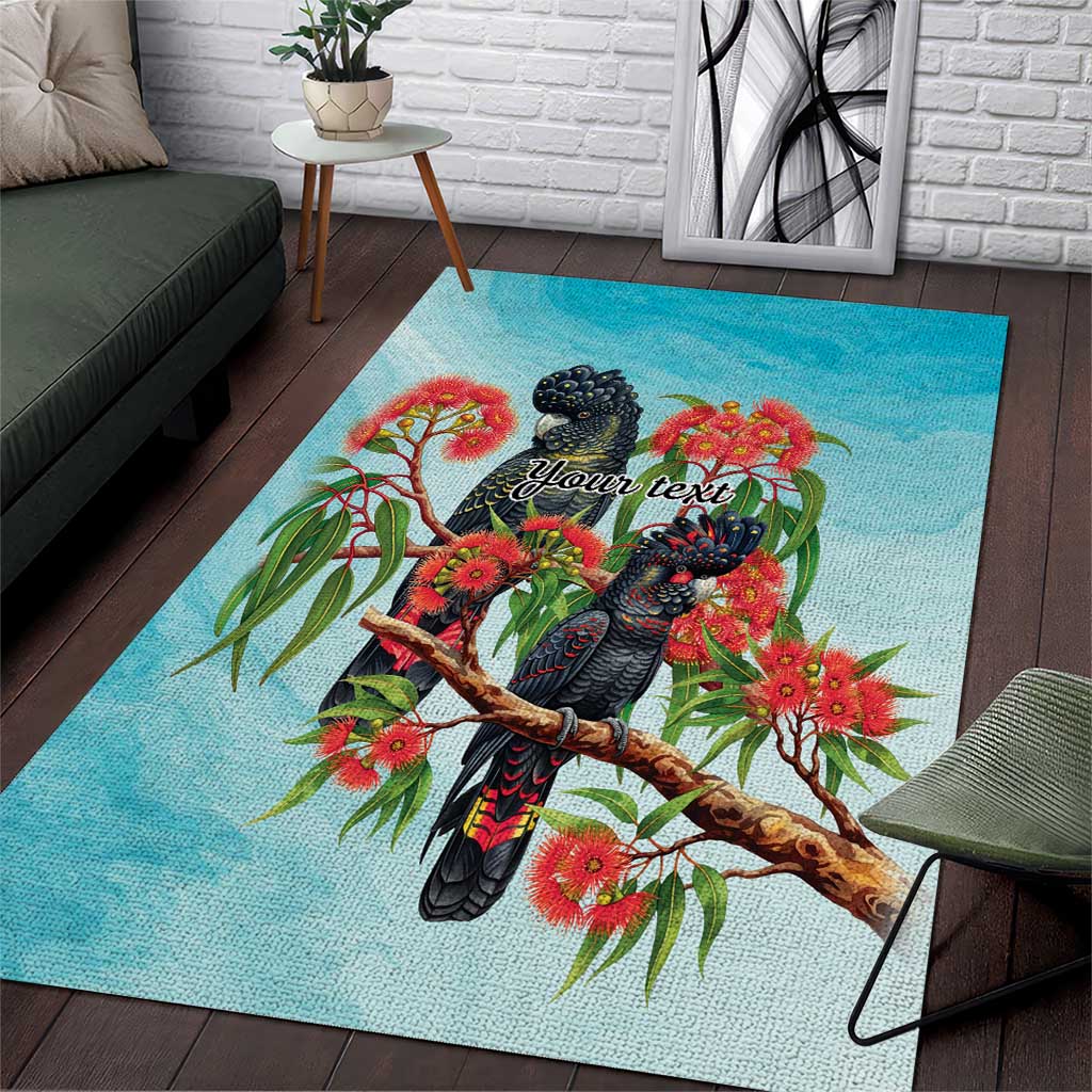 Australia Black Cockatoo and Eucalyptus Area Rug Blue Spirit of Aussie Native Bird - Aussie Hoodie