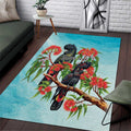 Australia Black Cockatoo and Eucalyptus Area Rug Blue Spirit of Aussie Native Bird - Aussie Hoodie