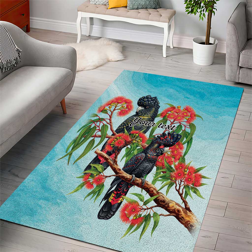 Australia Black Cockatoo and Eucalyptus Area Rug Blue Spirit of Aussie Native Bird - Aussie Hoodie
