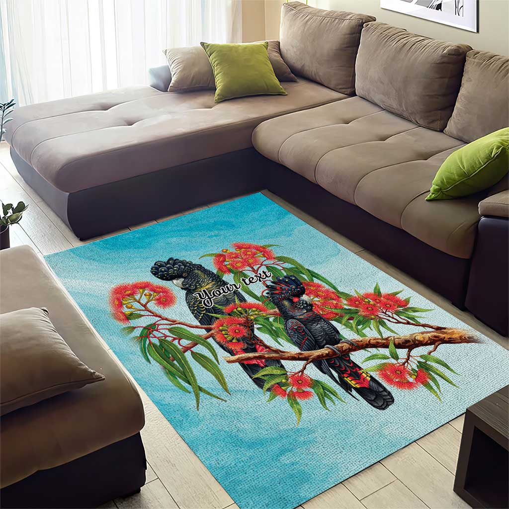 Australia Black Cockatoo and Eucalyptus Area Rug Blue Spirit of Aussie Native Bird - Aussie Hoodie