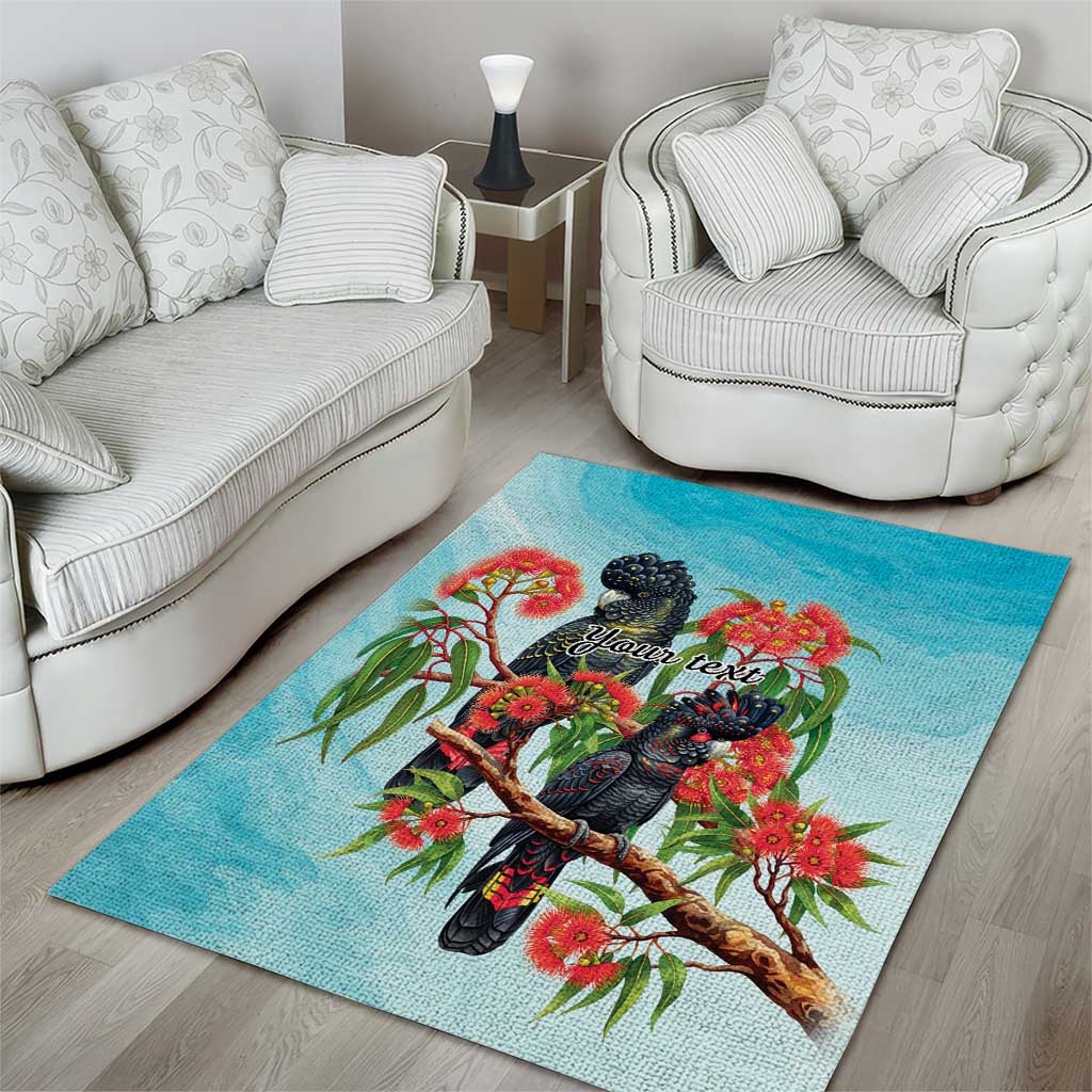 Australia Black Cockatoo and Eucalyptus Area Rug Blue Spirit of Aussie Native Bird - Aussie Hoodie