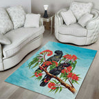 Australia Black Cockatoo and Eucalyptus Area Rug Blue Spirit of Aussie Native Bird - Aussie Hoodie
