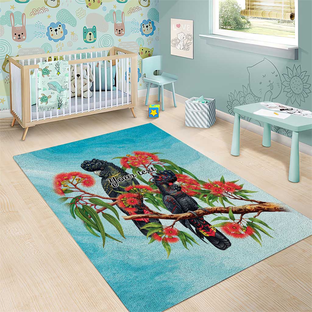 Australia Black Cockatoo and Eucalyptus Area Rug Blue Spirit of Aussie Native Bird - Aussie Hoodie