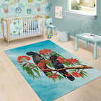 Australia Black Cockatoo and Eucalyptus Area Rug Blue Spirit of Aussie Native Bird - Aussie Hoodie