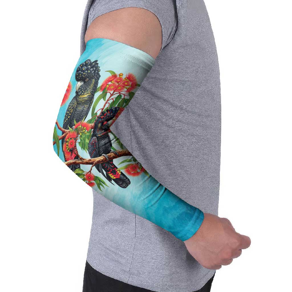 Australia Black Cockatoo and Eucalyptus Arm Sleeves Blue Spirit of Aussie Native Bird - Aussie Hoodie