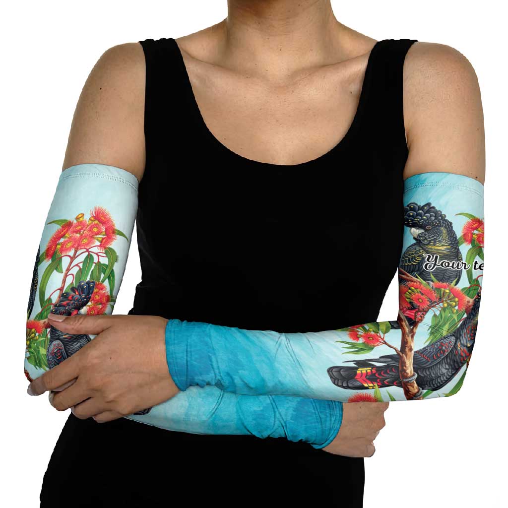 Australia Black Cockatoo and Eucalyptus Arm Sleeves Blue Spirit of Aussie Native Bird - Aussie Hoodie