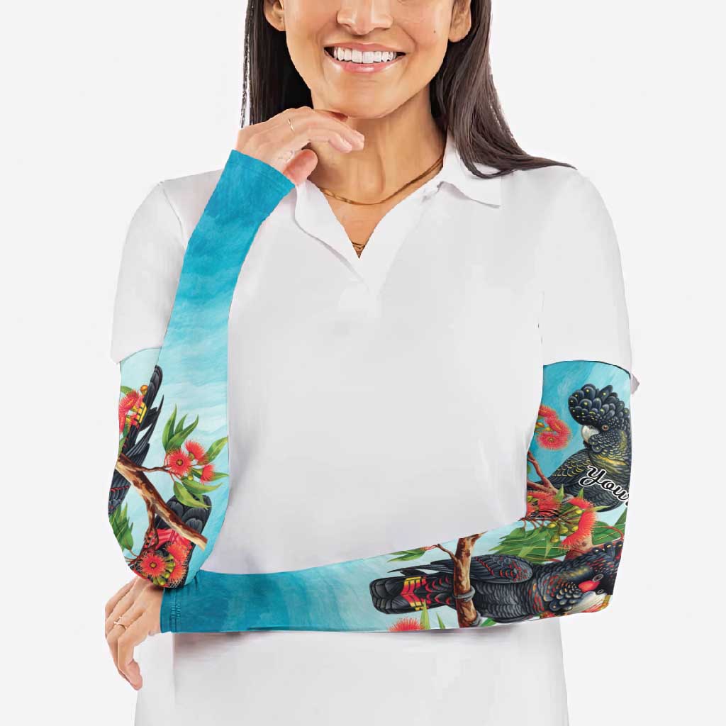 Australia Black Cockatoo and Eucalyptus Arm Sleeves Blue Spirit of Aussie Native Bird - Aussie Hoodie