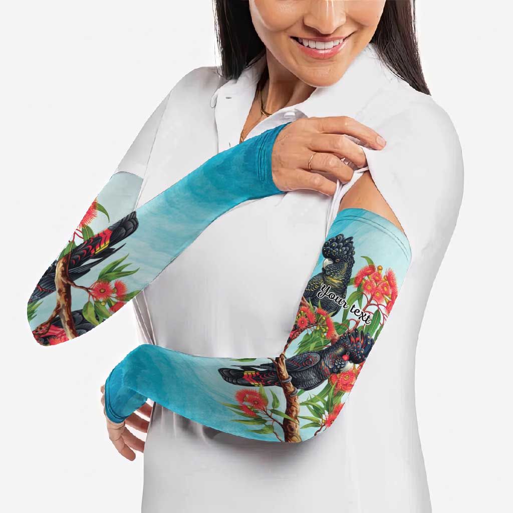 Australia Black Cockatoo and Eucalyptus Arm Sleeves Blue Spirit of Aussie Native Bird - Aussie Hoodie