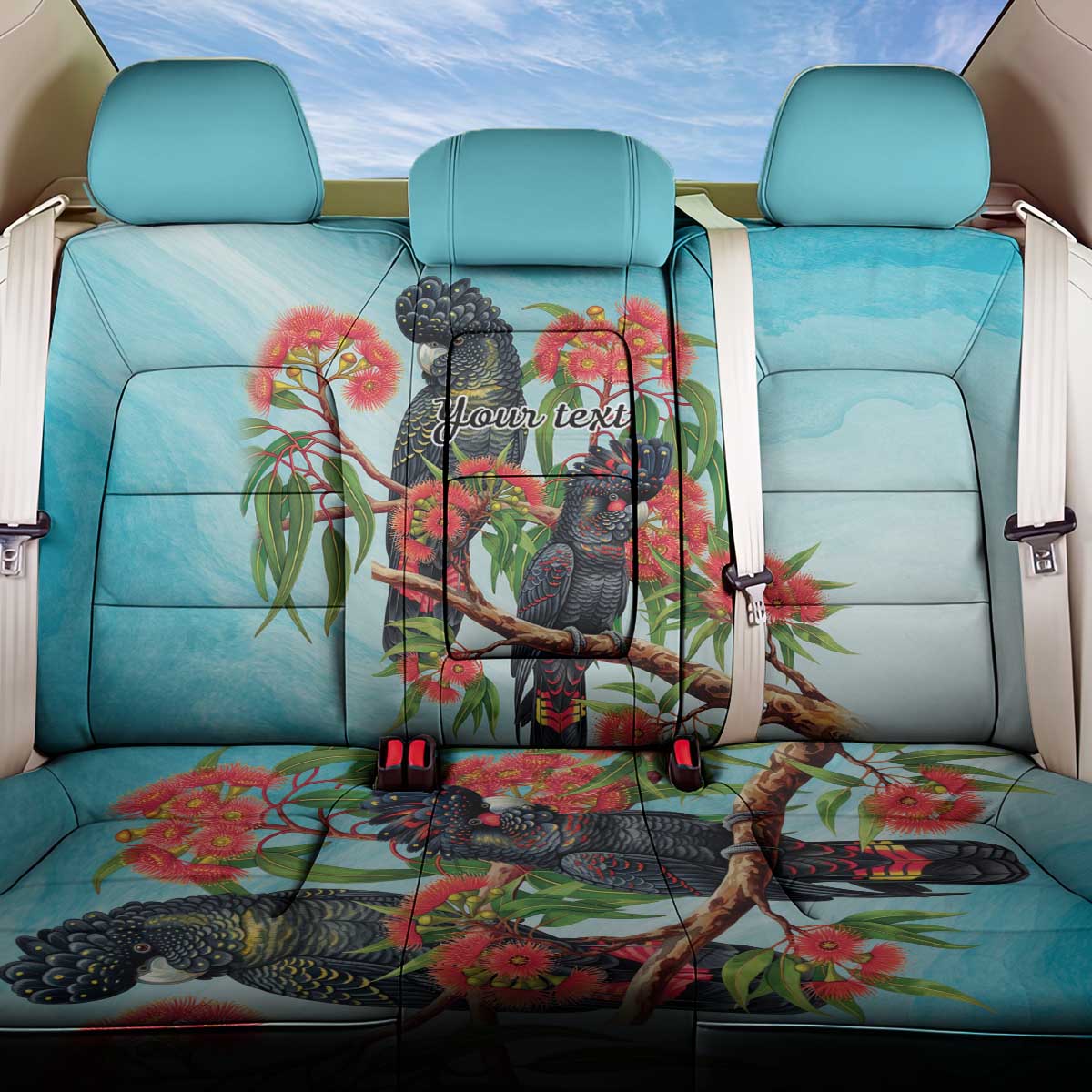Australia Black Cockatoo and Eucalyptus Back Car Seat Cover Blue Spirit of Aussie Native Bird - Aussie Hoodie