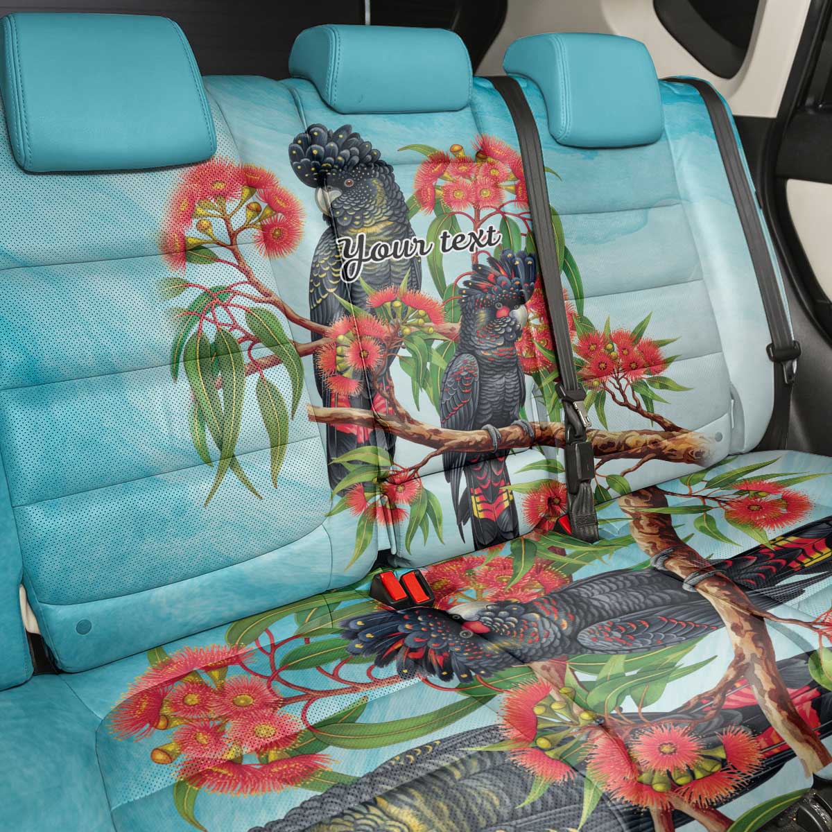 Australia Black Cockatoo and Eucalyptus Back Car Seat Cover Blue Spirit of Aussie Native Bird - Aussie Hoodie