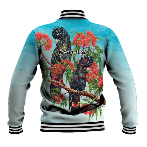 Australia Black Cockatoo and Eucalyptus Baseball Jacket Blue Spirit of Aussie Native Bird - Aussie Hoodie