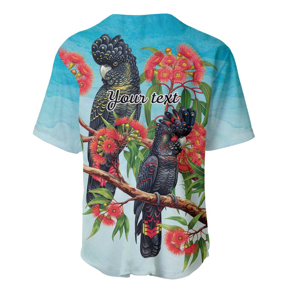 Australia Black Cockatoo and Eucalyptus Baseball Jersey Blue Spirit of Aussie Native Bird - Aussie Hoodie